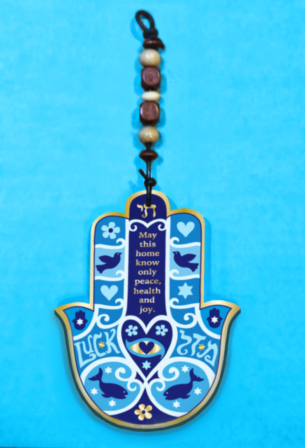 Hand Made Jewish Blue Icons Home Blessing Hamsa Wall Hanging